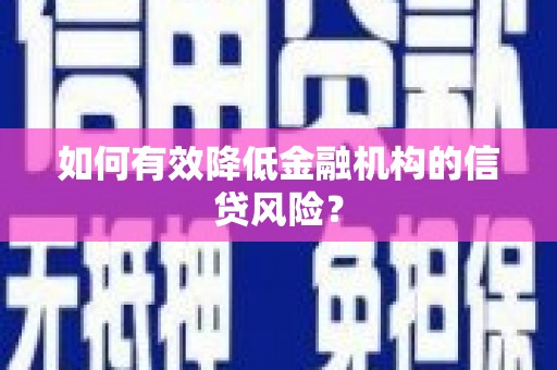 阜城如何有效降低金融机构的信贷风险？