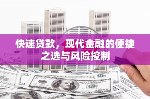 阜城快速贷款，现代金融的便捷之选与风险控制