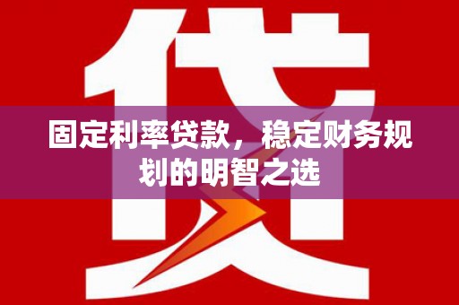 阜城固定利率贷款，稳定财务规划的明智之选