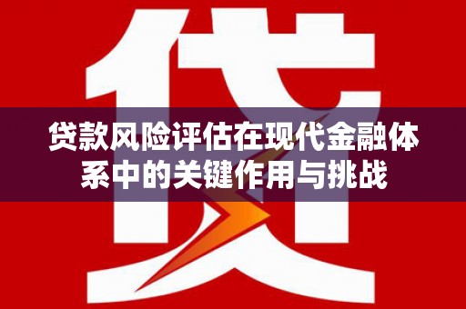 阜城贷款风险评估在现代金融体系中的关键作用与挑战