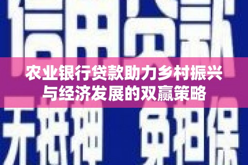 阜城农业银行贷款助力乡村振兴与经济发展的双赢策略