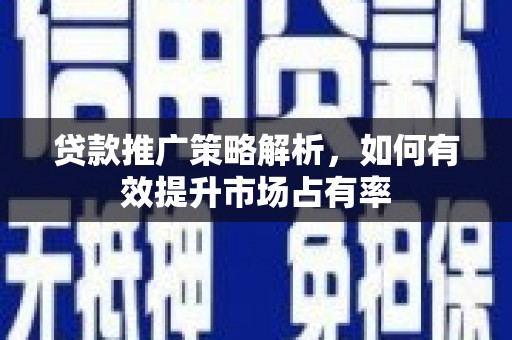 阜城贷款推广策略解析，如何有效提升市场占有率
