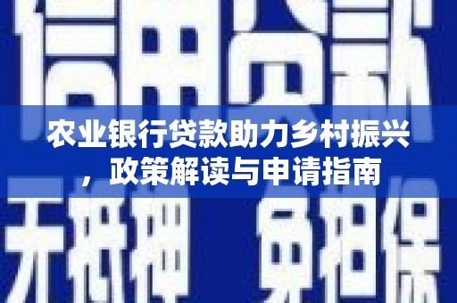 阜城农业银行贷款助力乡村振兴，政策解读与申请指南