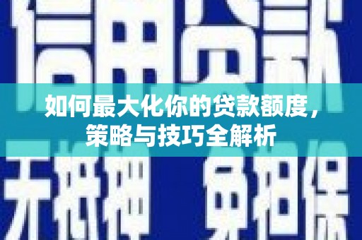 阜城如何最大化你的贷款额度，策略与技巧全解析