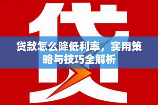 阜城贷款怎么降低利率，实用策略与技巧全解析