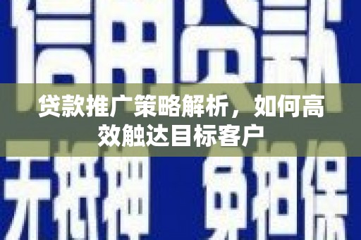 阜城贷款推广策略解析，如何高效触达目标客户