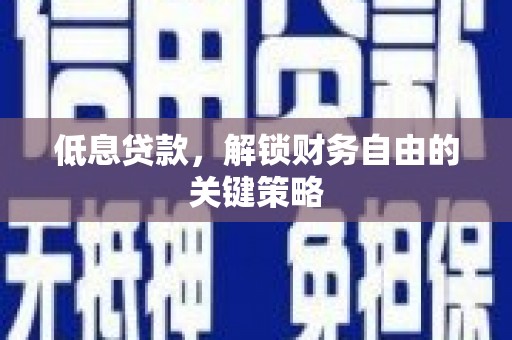 阜城低息贷款，解锁财务自由的关键策略