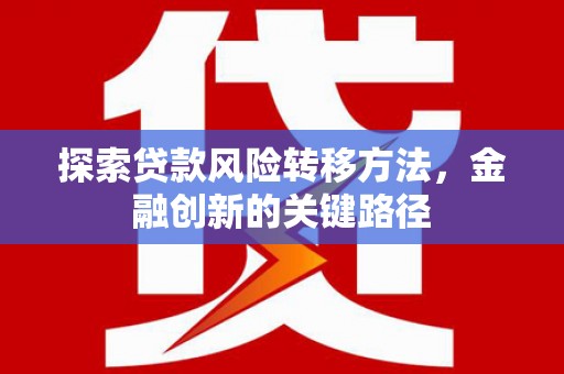 阜城探索贷款风险转移方法，金融创新的关键路径