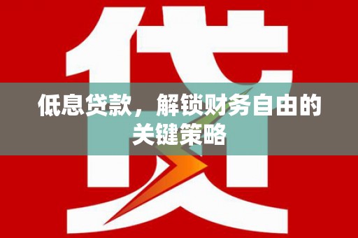 阜城低息贷款，解锁财务自由的关键策略