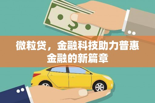 阜城微粒贷，金融科技助力普惠金融的新篇章