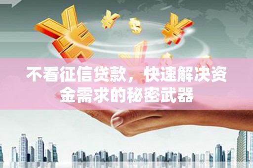 阜城不看征信贷款，快速解决资金需求的秘密武器
