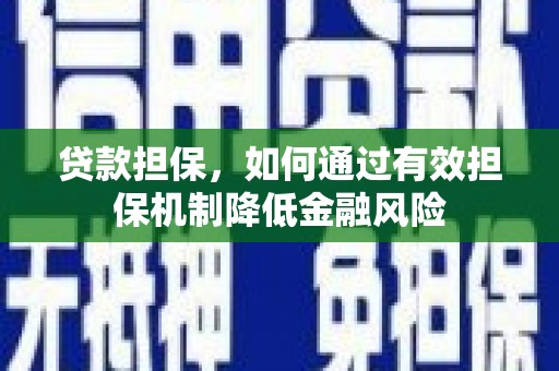 阜城贷款担保，如何通过有效担保机制降低金融风险