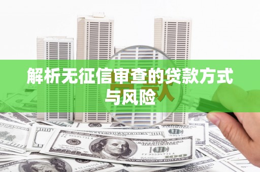 阜城解析无征信审查的贷款方式与风险