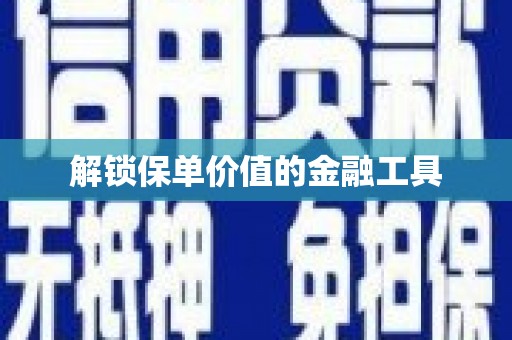 阜城解锁保单价值的金融工具
